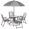 Image 6: Outsunny Six Piece Garden Dining Set; 4 Chairs, Table and Umbrella