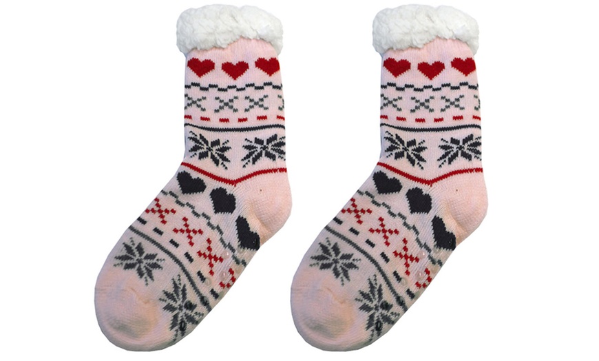 Image 34: Festive Warm Sherpa Fur Slipper Socks