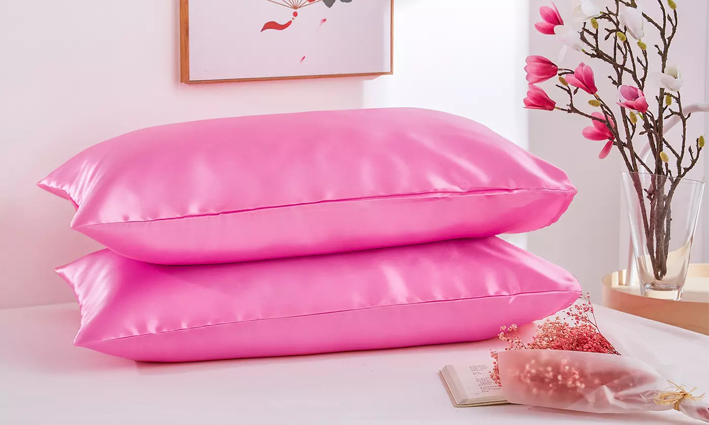 2 Pack Soft Satin Pillowcase Pillow Case Cushion Cover Queen King Size