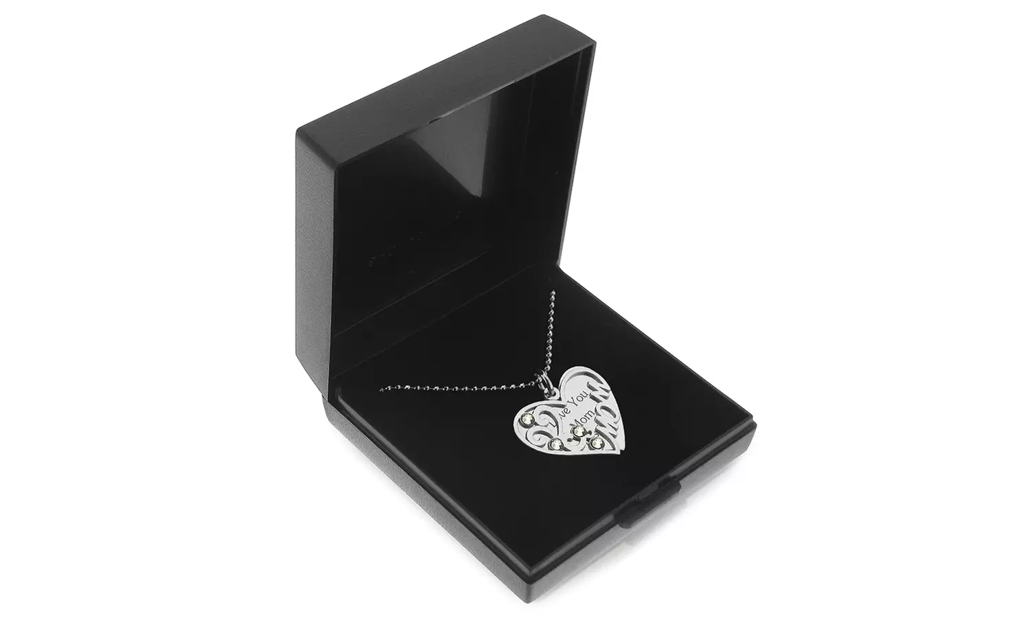 Custom Engraved Heart Pendant for Mom with Swarovski Elements Crystals from Jewells House - Second Medium