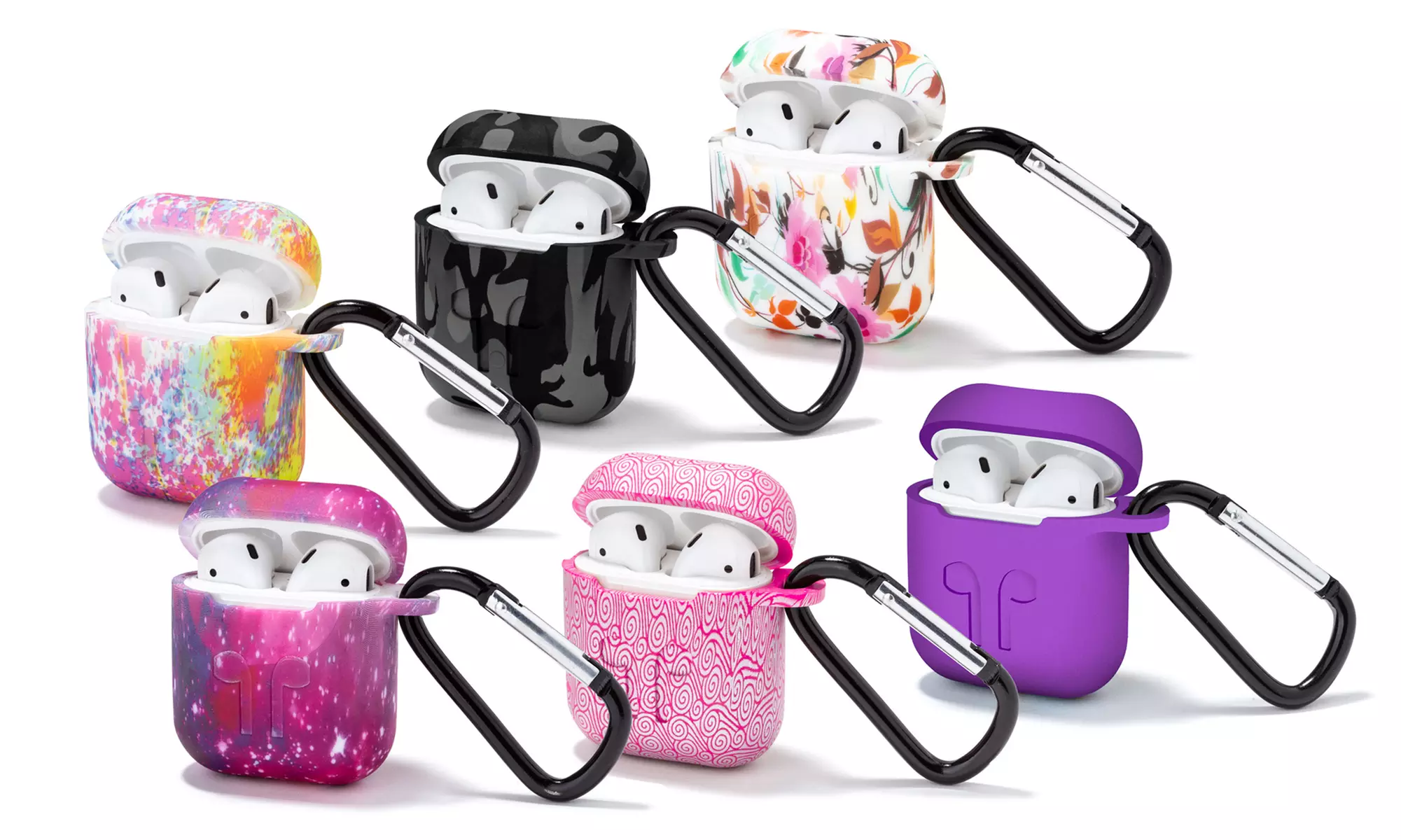 Airpod Case Cover with Carabiner for AirPods 1 & 2 (2-Piece) (LED Not Visible) - Primary Image
