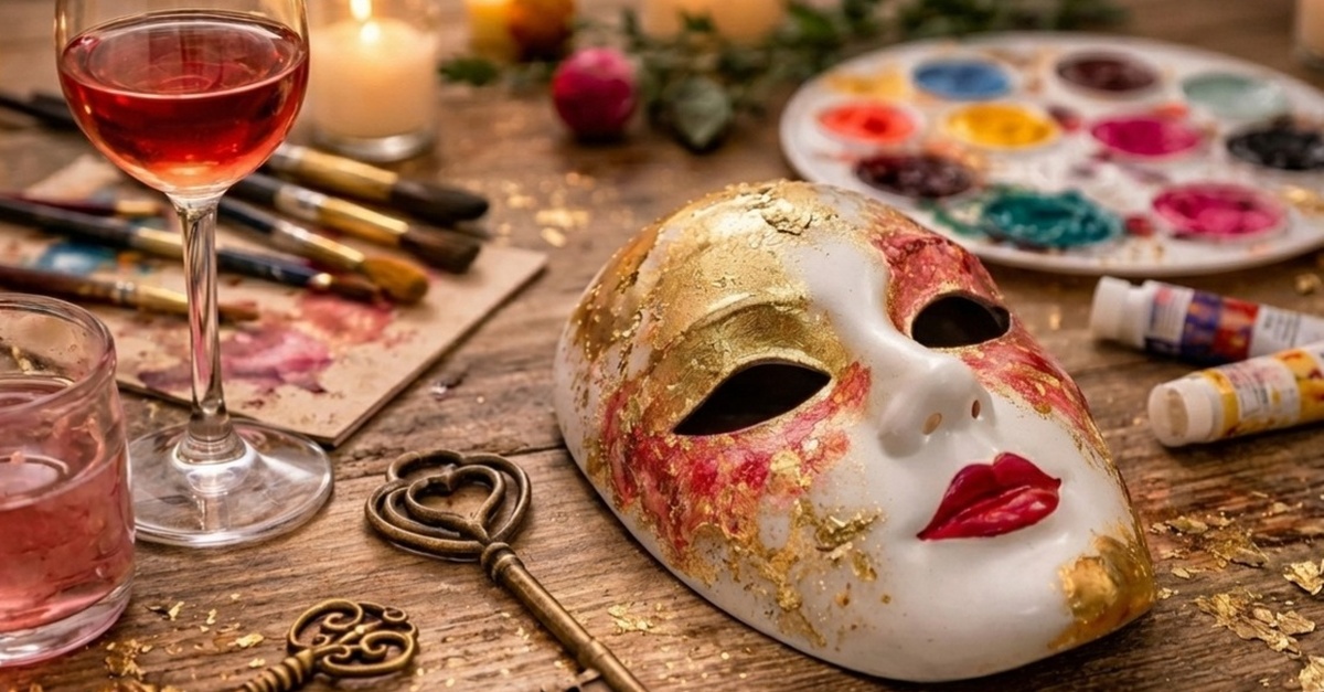 Taller de máscaras y vino con kit artístico en Madrid