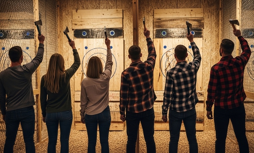 Image 2: Experience Thrilling Axe Throwing with Your Crew