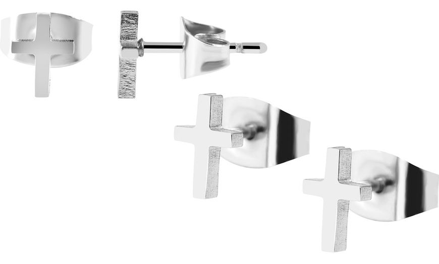 Image 4: Pendientes elegantes de acero inoxidable tipo botón