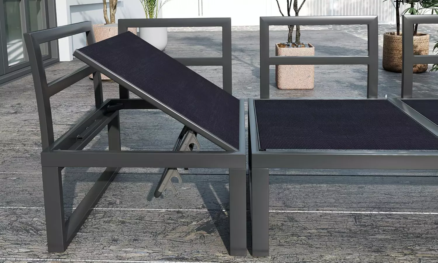 Four-Seater Outsunny Garden Set with Recline Corner Sofa and Table