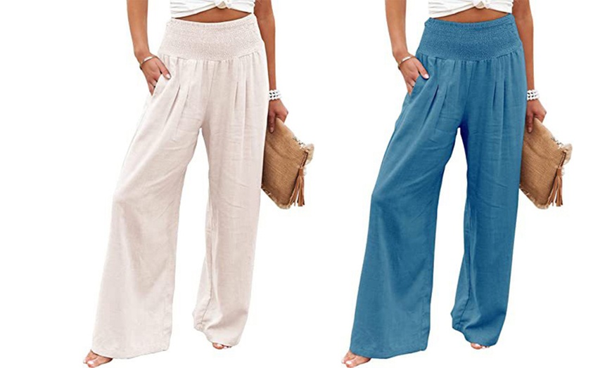 Image 11: 1x oder 2x Lockere Leinenhose für Damen