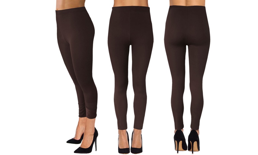 Image 3: Mid-Waisted Fur-Lined Leggings