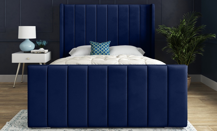 Image 8: Oxford Upholstered Soft Touch Plush Velvet Bed Frame