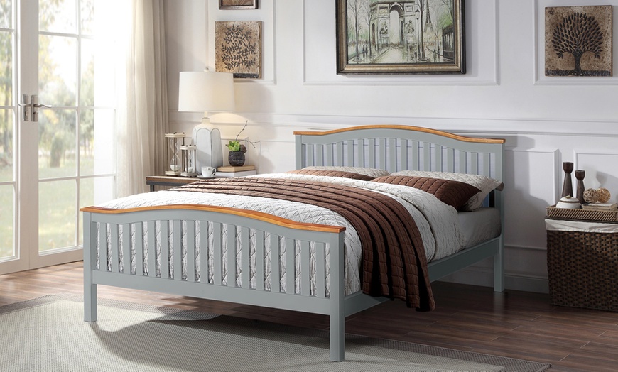 Image 1: Wooden Bedframe with Optional Mattress