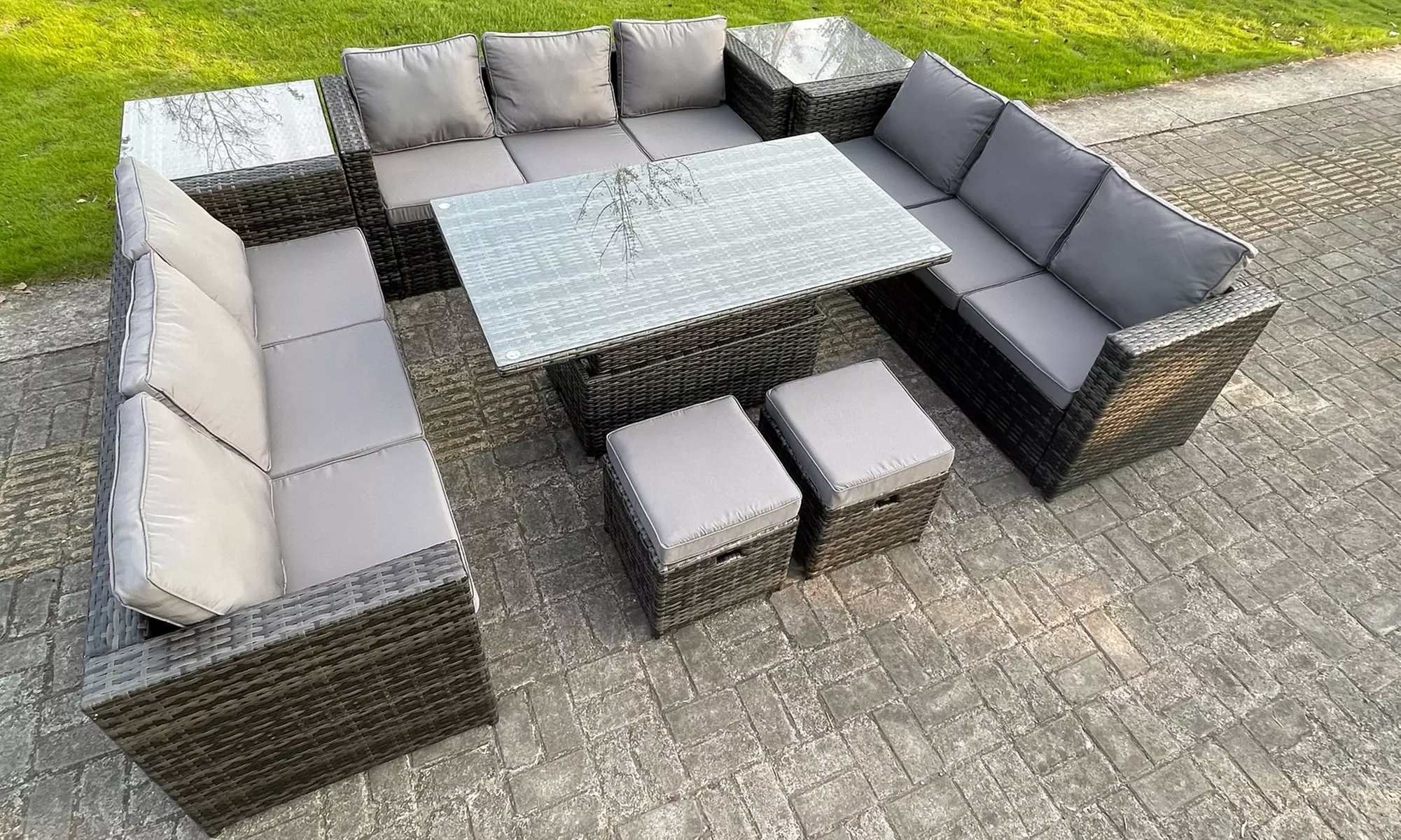 U Shaped Rattan Effect Gardern Furniture Dining Sofa Set