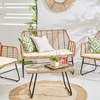 Image 1: Four-Piece Neo Wicker Bamboo Style Garden Sofa Table Chairs Set