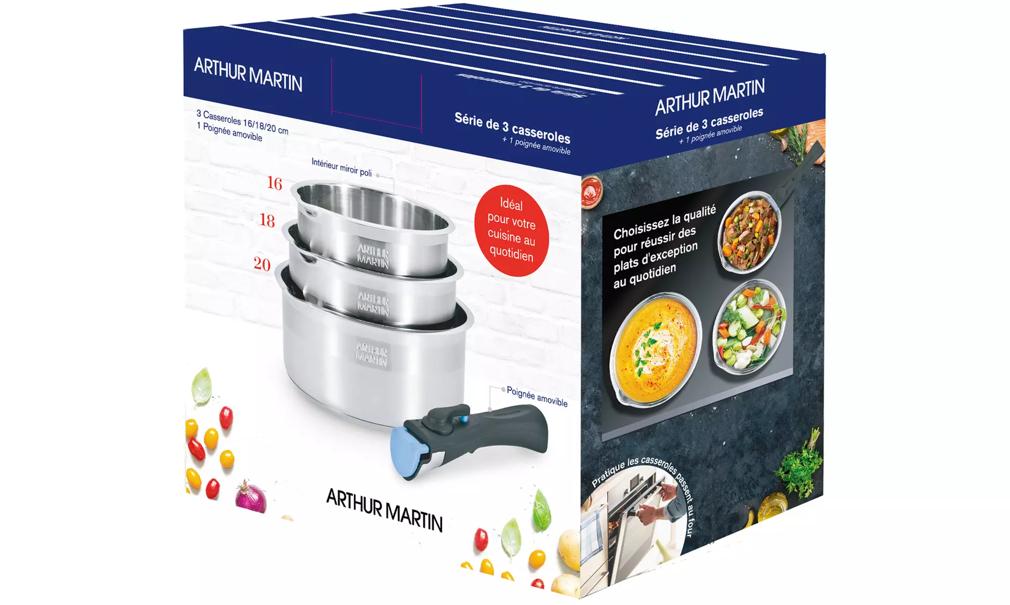 Lot de casseroles ou batterie de cuisine Arthur Martin
