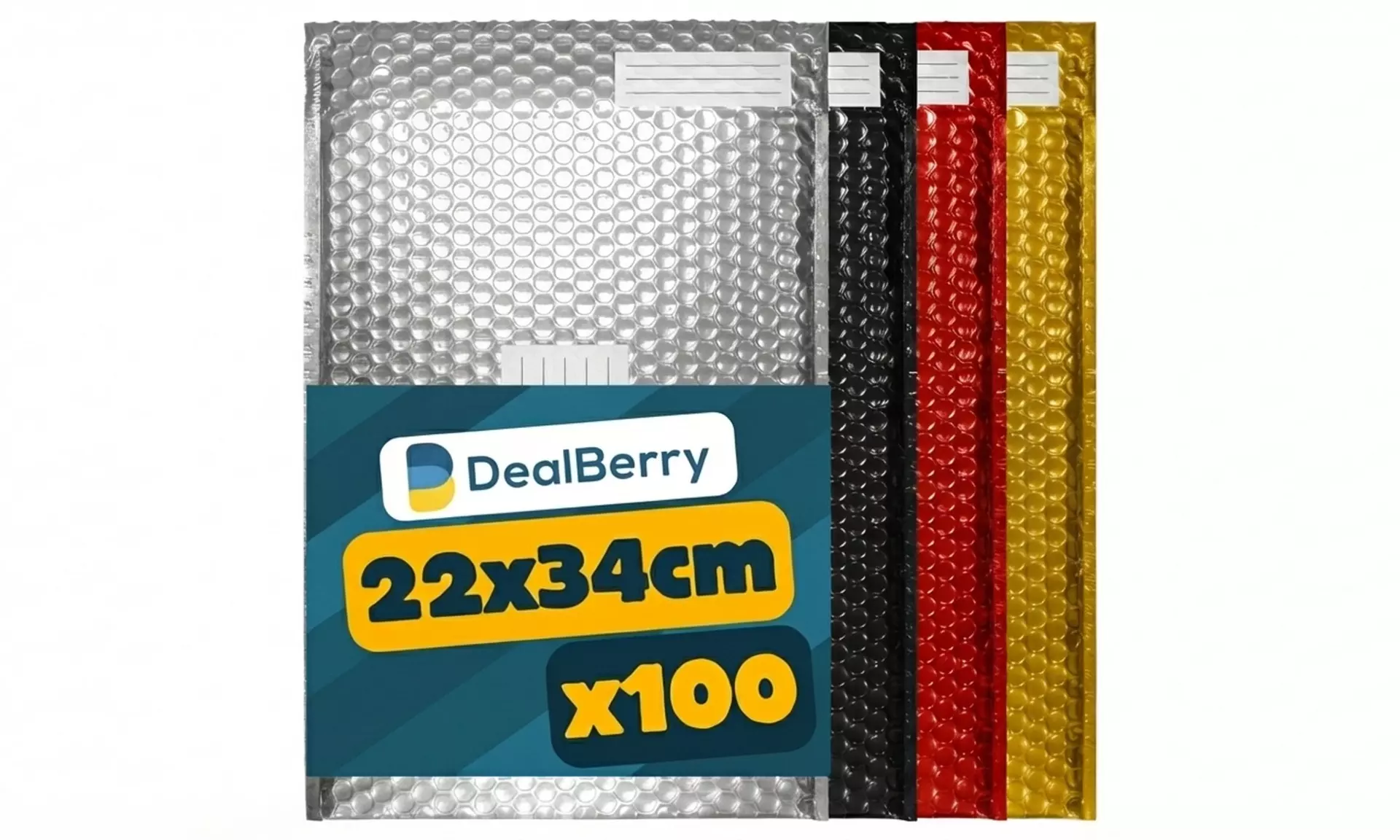 DealBerry 100 Assorted Metallic Bubble Mailers