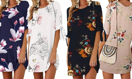 Vestito da donna a tema floreale, disponibile in 4 colori