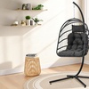 Image 1: Outdoor Cosy Rattan-Effect Hanging Egg Chair with Cushion