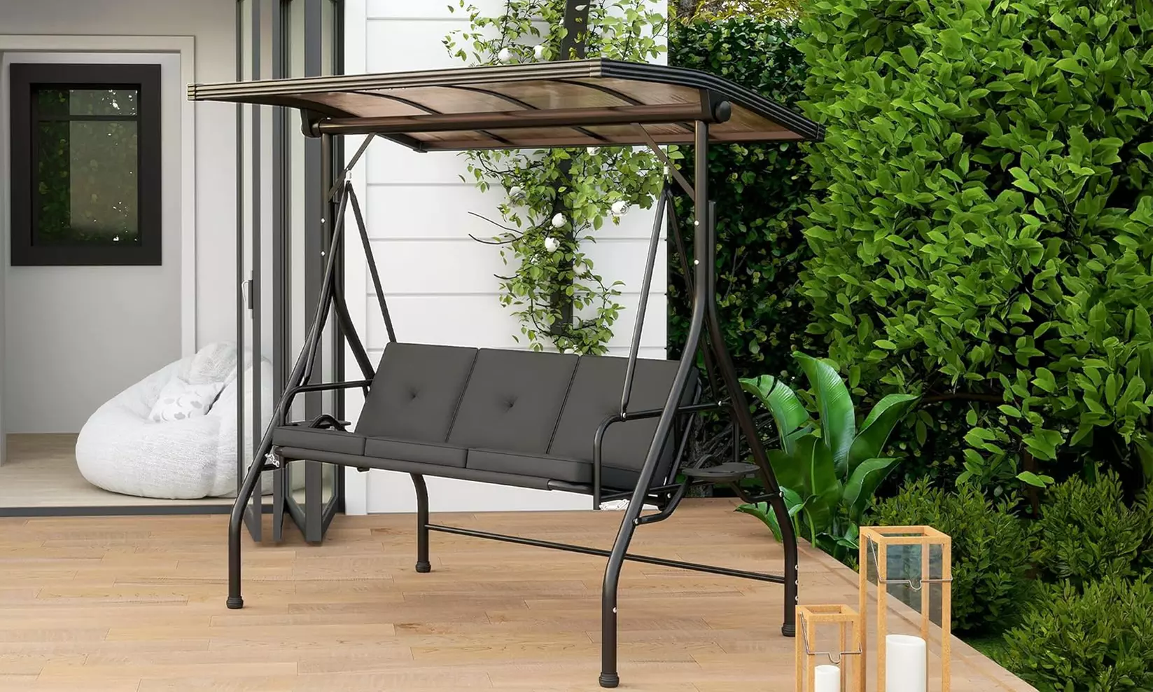 Outsunny 3 Seater Garden Swing Seat Bed