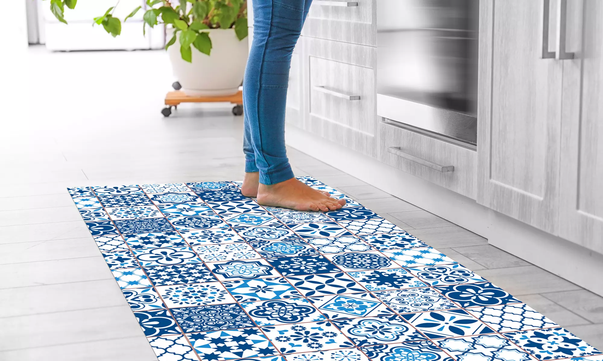 Non-Slip Kitchen Runner Rug with Digital Print