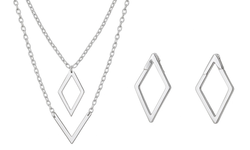 Image 10: Geo Earrings and V Necklace Set