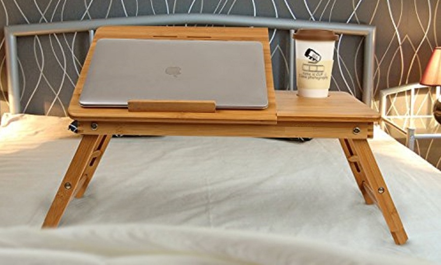 Image 5: Foldable Wooden Laptop Stand