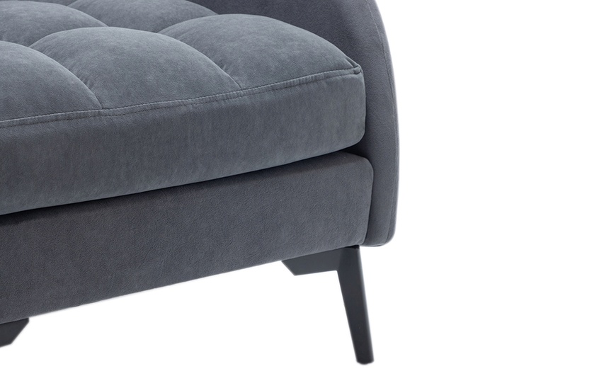 Image 3: Velvet High Back Leisure Recliner Armchair and Footstool Set 