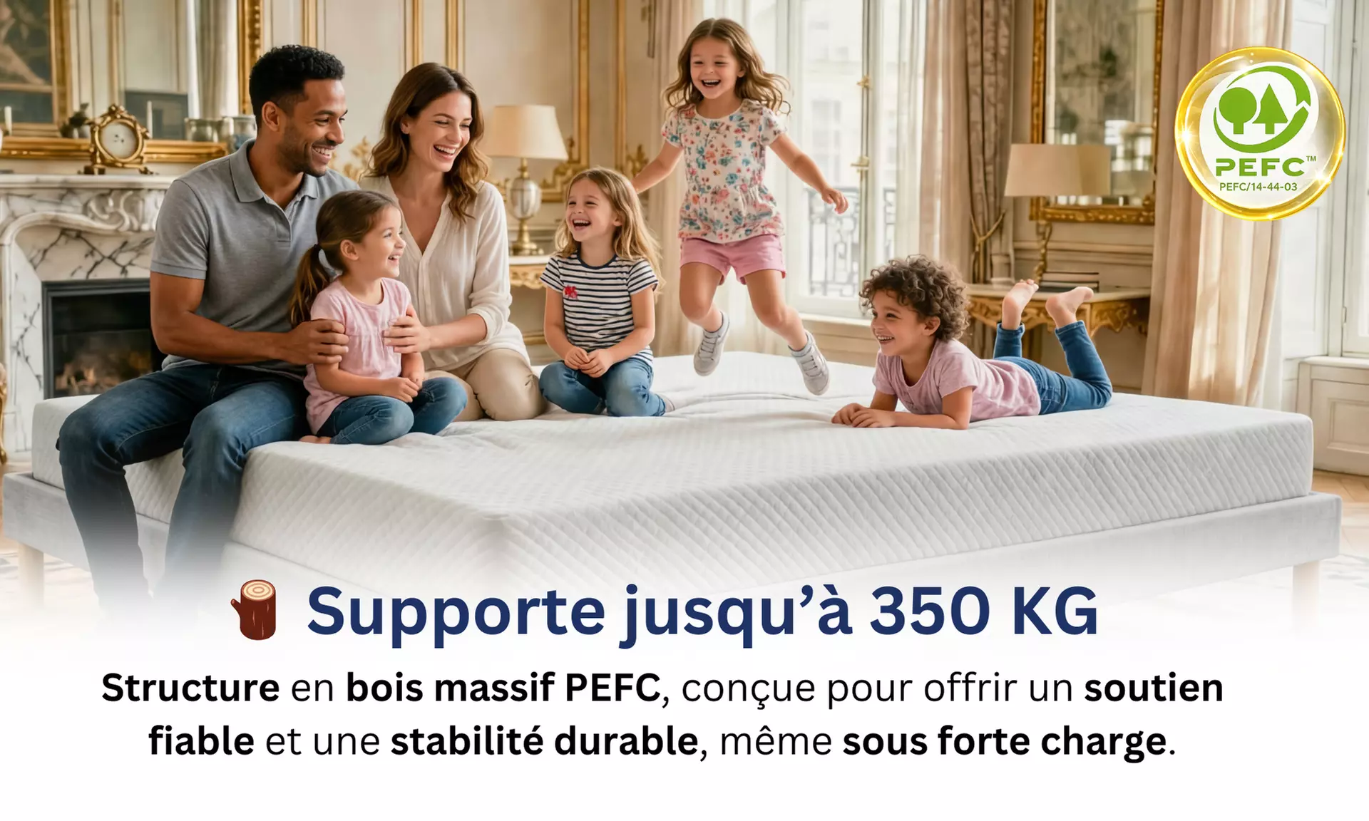 Sommier à latte dynamique, bois massif d'épicéa et de hêtre