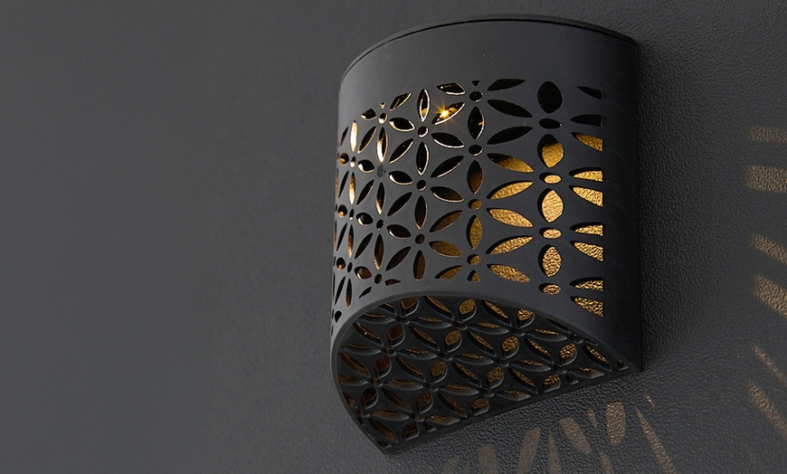 Image 8: Moroccan Solar Wall Lights - 4 Pack, Warm White LED