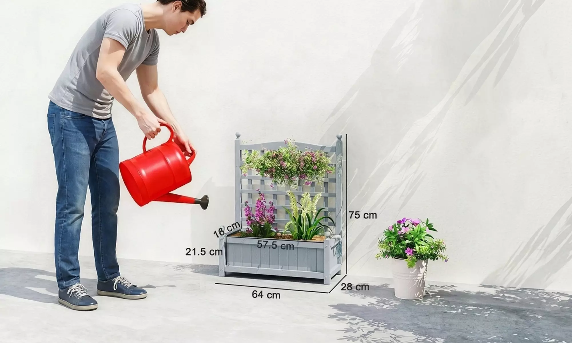 Outsunny Wooden Raised Garden Planter with Trellis