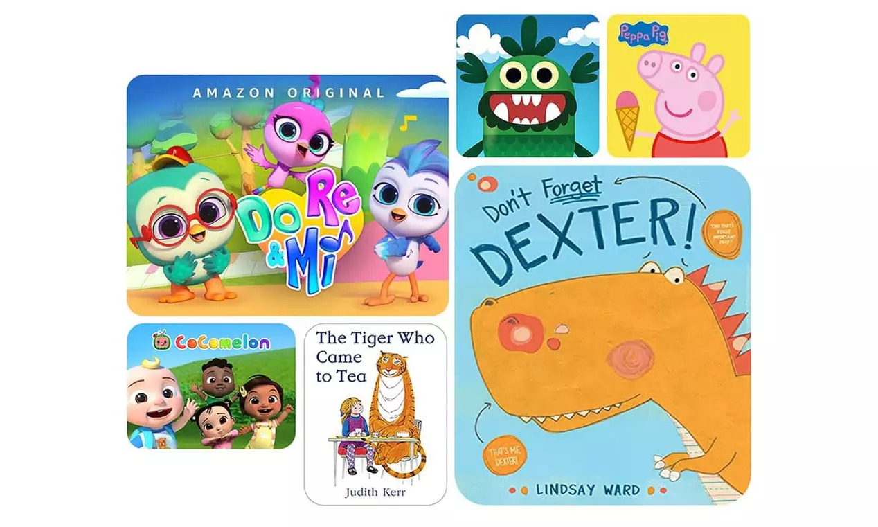 Amazon Fire 7 Kids Tablet (2022) - 7'' Display, 16GB, Blue or Purple Kid-Proof Case, Ages 3-7