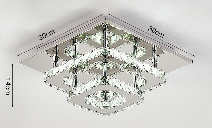 Image 5: Crystal LED Semi-Flush Ceiling Light with Chrome Finish