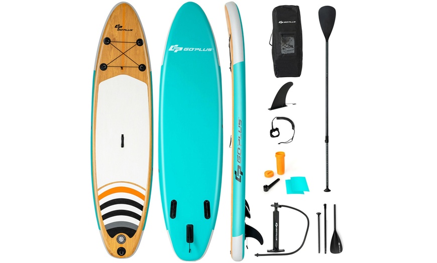 Image 3: Goplus 11' Inflatable Stand Up Paddle Surfboard W/Bag Aluminum Paddle Pump