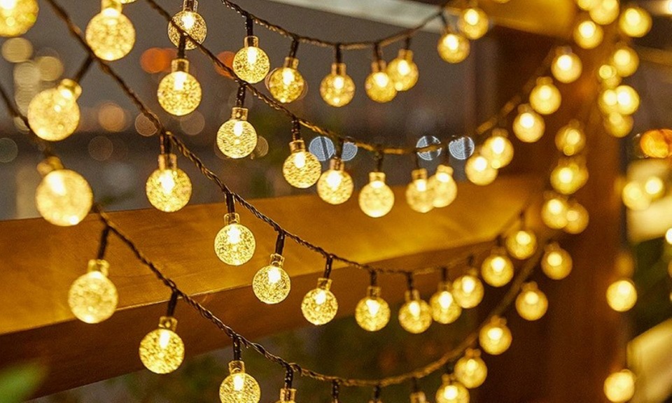 Up to 50-Pack Solar-Powered Ball String Lights