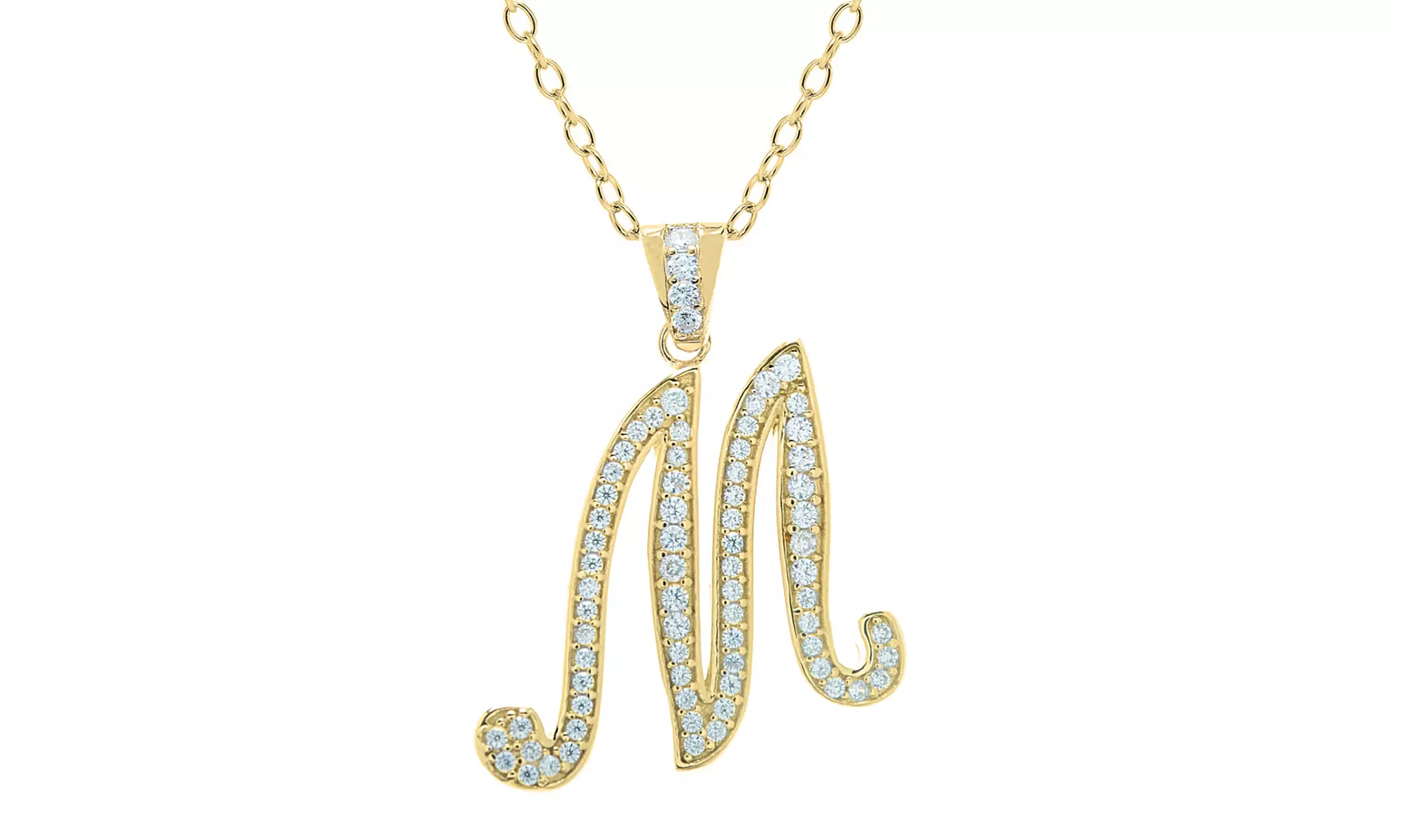 Script Initial Pendant Necklaces in Sterling Silver