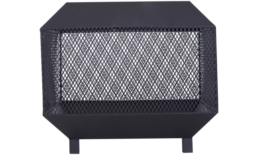 Image 14: Outsunny Square-Shaped Fire Pit Table with Optional Grill Shelf