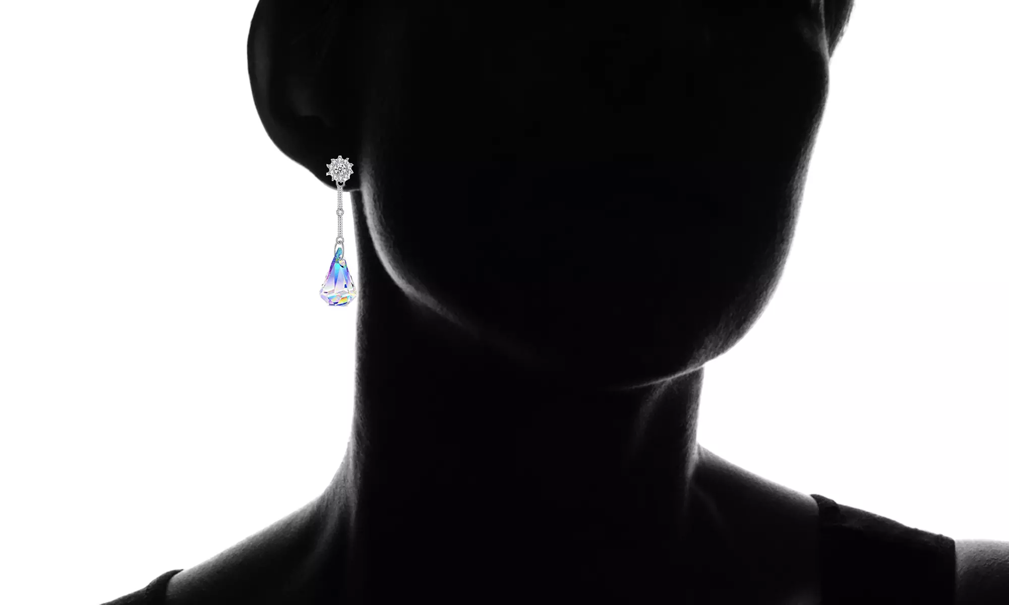 Aurora Borealis Crystal Drop Earrings made with Swarovski Elements - Second Medium