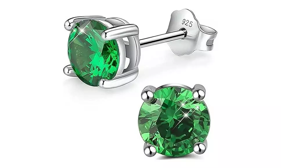 Sterling Silver May Birthstone Stud Earring Collection Made With Swarovski