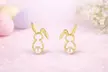 One or Two Sets of Gold-Tone Easter Bunny Pearl Stud Earrings - Image 3