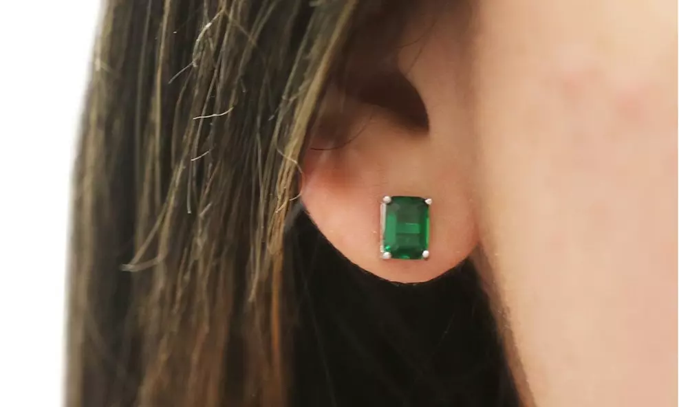 Sterling Silver May Birthstone Stud Earring Collection Made With Swarovski