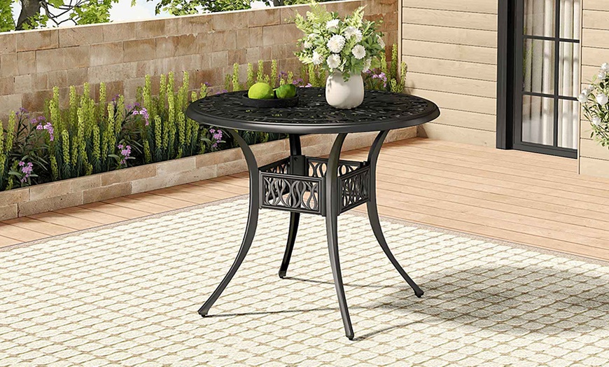 Image 15: Garden Outdoor Cast Aluminum Vintage Bistro Table 