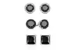 Set of 3 7.00 CTTW Black Stud Earrings With Crystals From Swarovski - Second Medium