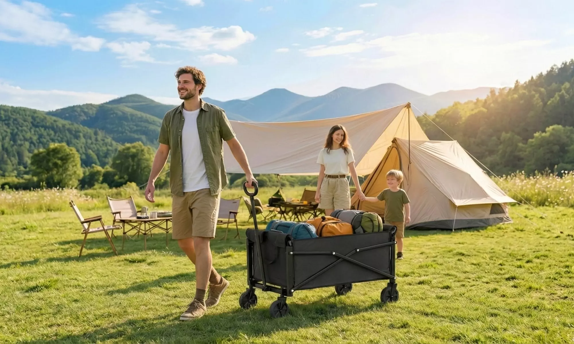 Outsunny Foldable Festival Trolley Cart with 80L Capacity