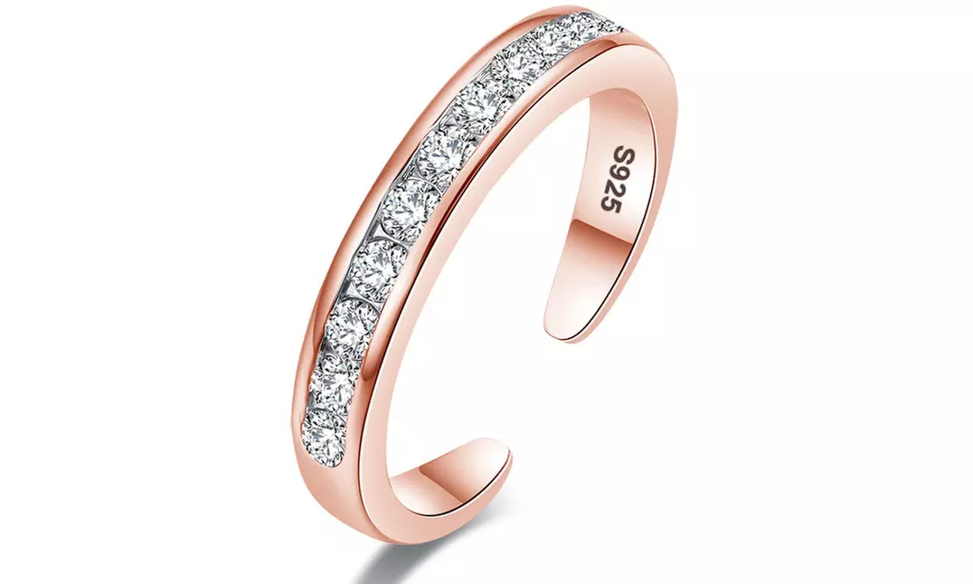 Sterling Silver Channel-Set Toe Ring with crystals from Swarovski