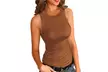 Women Tank Tops Summer Sleeveless Basic Cami Slim Knit Ribbed Racerback Blouses - Second Medium