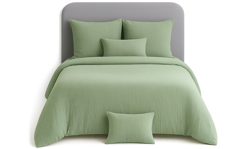 Image 5: Completo lenzuola matrimoniale in tinta unita 100% cotone