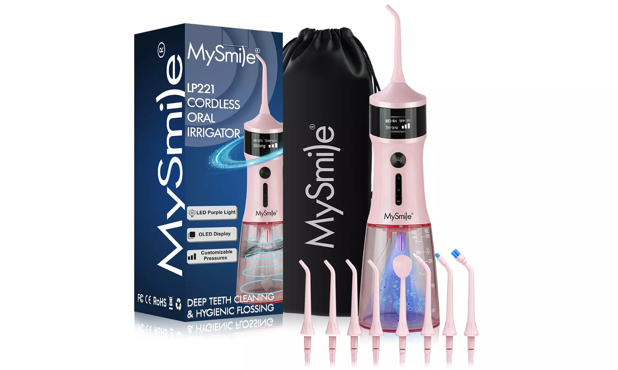 MySmile LP221 Protable Water Flosser Dental Oral Irrigator with UVC Light