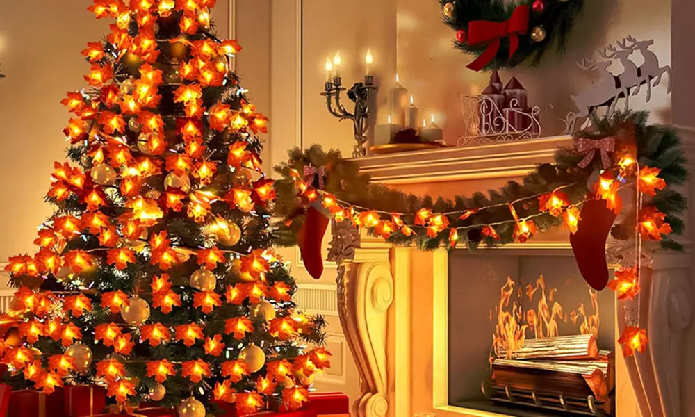 ItBelongs2U Fall Maple Leaf Style String Lights for Halloween Christmas Party