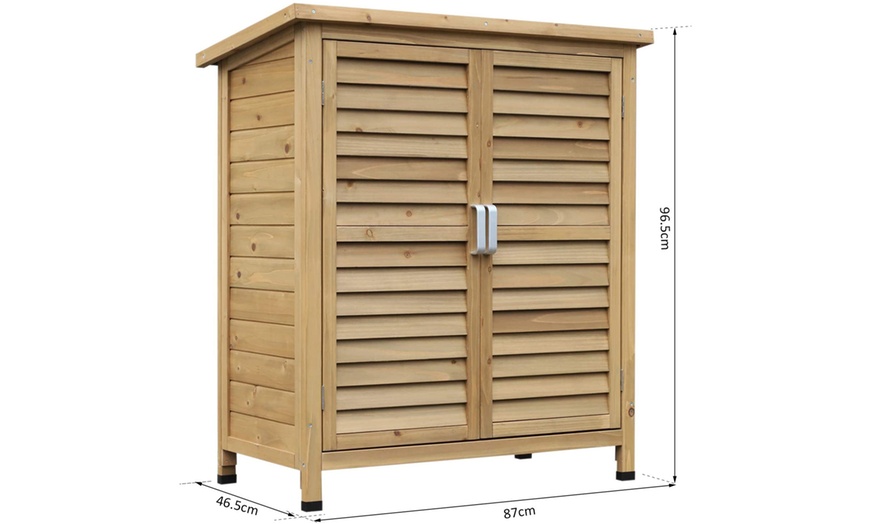 Image 13: Outsunny Wooden Garden Storage Sheds in Grey or Natural Wood