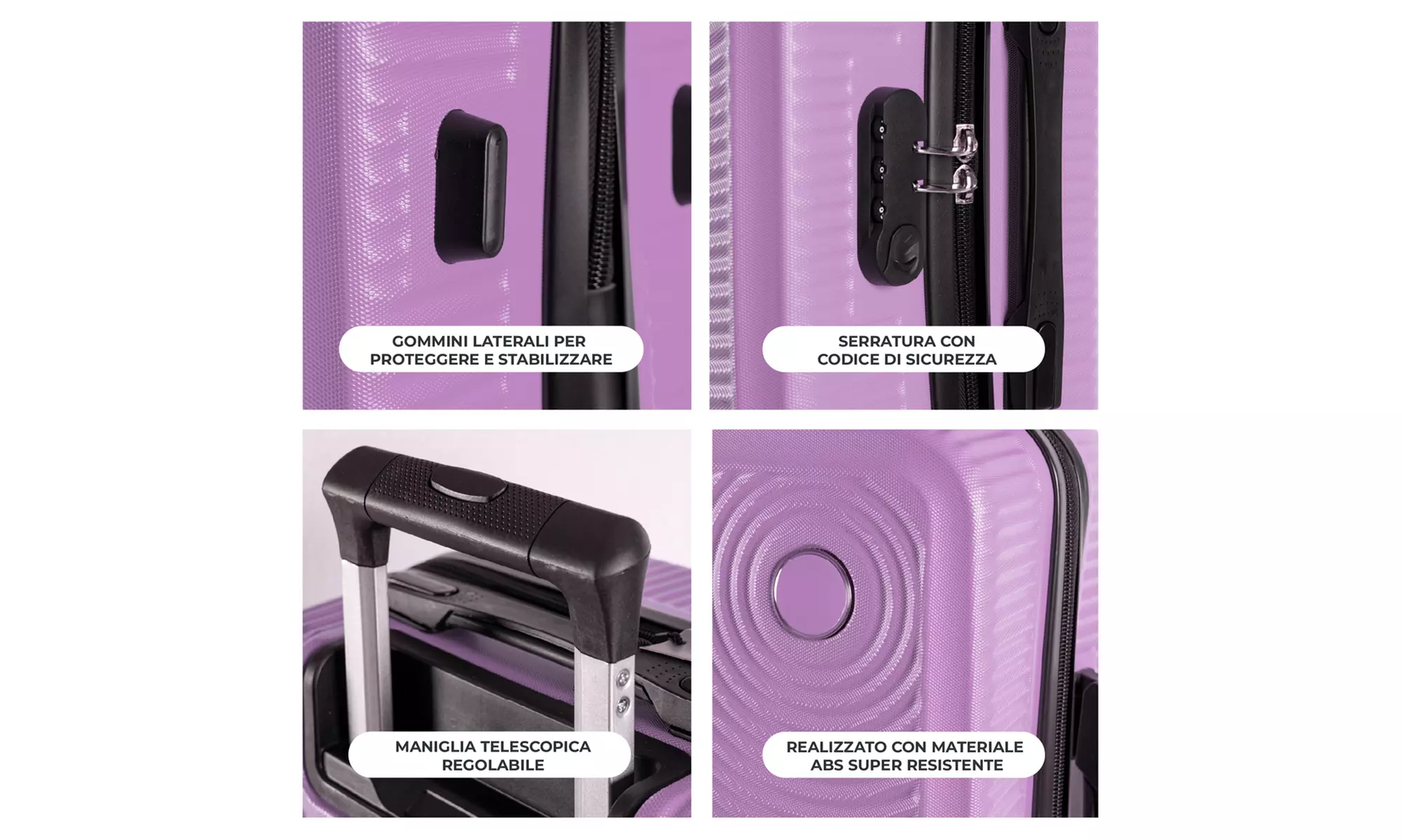 Maleta de cabina de ABS con ruedas desmontables