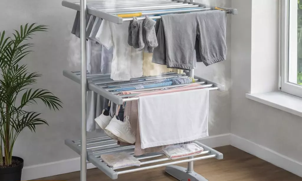 Three-Tier Electric Heated Clothes Airer with Foldable Design