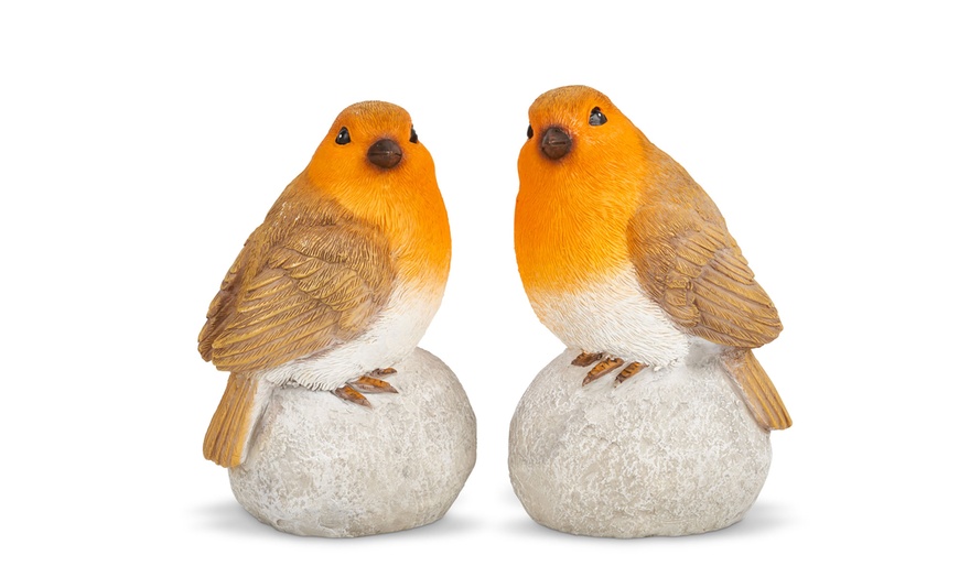 Image 4: Two or Four Robins on Stones Ornaments