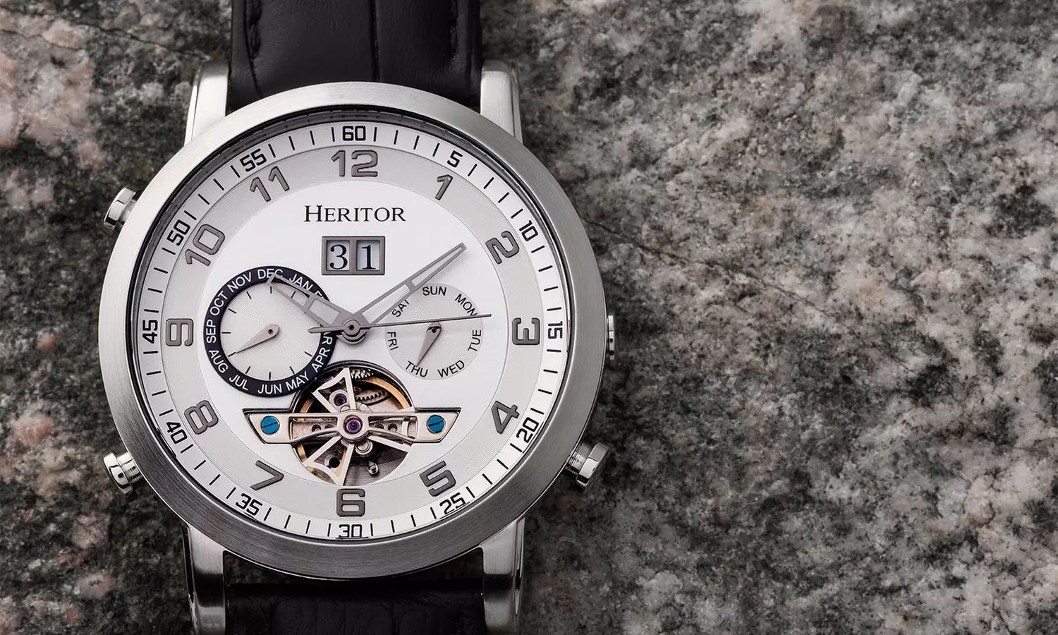 Heritor Automatic Edmond Semi-Skeleton Watch w/Leather Band - Primary Image